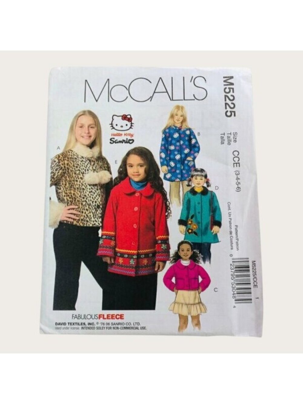 McCall's Sewing Pattern 5225 Girls Jackets Size 3-6 Uncut
